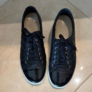 ECCO Women's Black Flats with White Soles